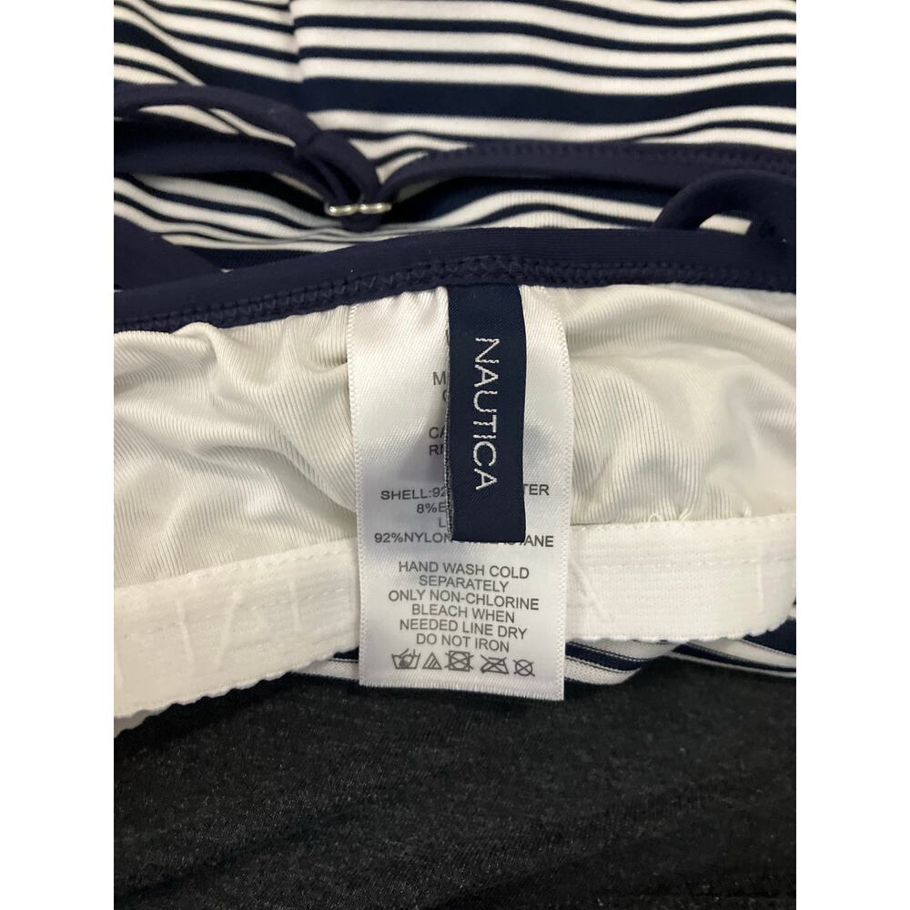 Nautica Women's Navy/ White Dock Lines Striped Tankini Swimwear Top SZ L - Picture 5 of 6